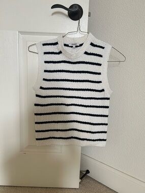 Madewell Striped Sleeveless Knit Vest - White & Black